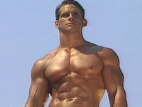 The tight abs on this gym freak are very well developed